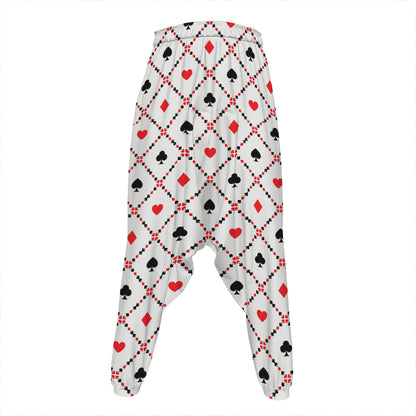 Poker Playing Card Suits Pattern Print Hammer Pants