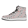 Poker Playing Card Suits Pattern Print High Top Leather Sneakers