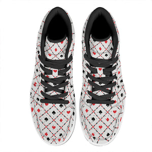 Poker Playing Card Suits Pattern Print High Top Leather Sneakers