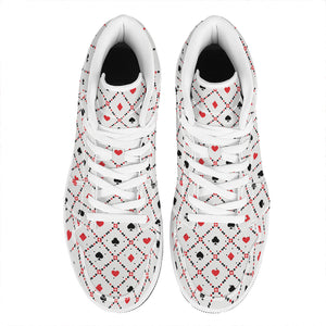 Poker Playing Card Suits Pattern Print High Top Leather Sneakers