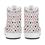 Poker Playing Card Suits Pattern Print High Top Leather Sneakers