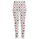 Poker Playing Card Suits Pattern Print High-Waisted Pocket Leggings