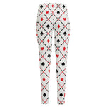 Poker Playing Card Suits Pattern Print High-Waisted Pocket Leggings