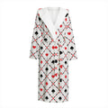 Poker Playing Card Suits Pattern Print Hooded Bathrobe