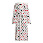 Poker Playing Card Suits Pattern Print Hooded Bathrobe
