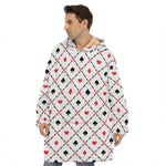 Poker Playing Card Suits Pattern Print Hoodie Blanket