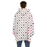 Poker Playing Card Suits Pattern Print Hoodie Blanket