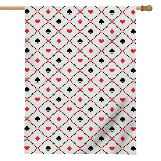Poker Playing Card Suits Pattern Print House Flag