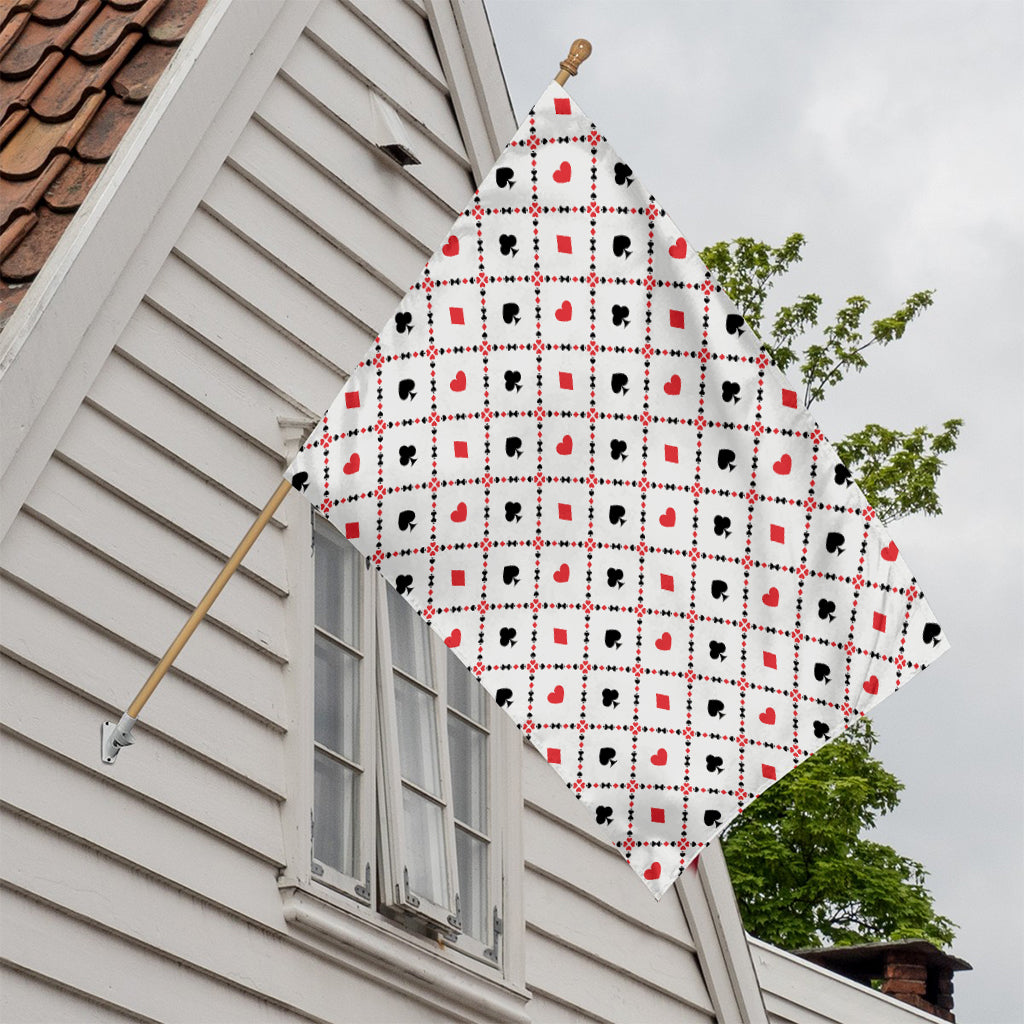 Poker Playing Card Suits Pattern Print House Flag