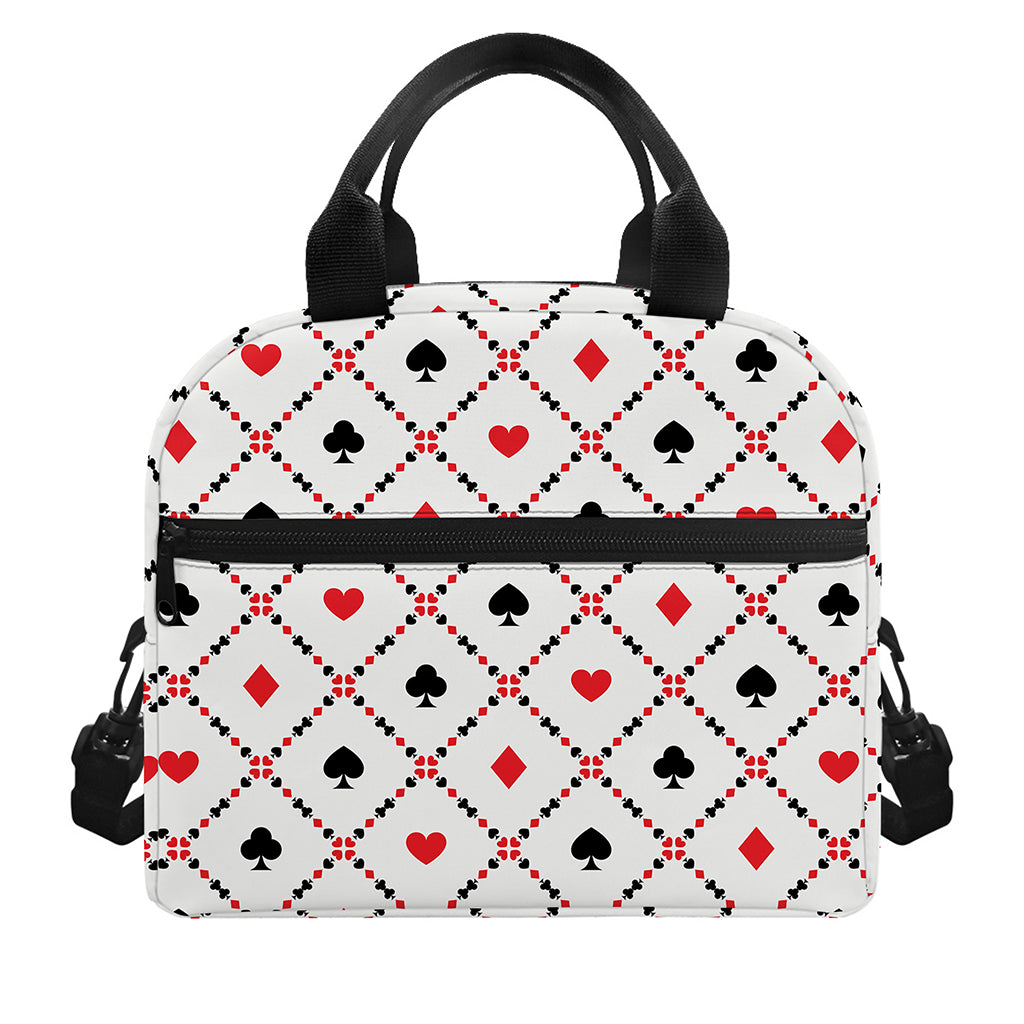 Poker Playing Card Suits Pattern Print Insulated Lunch Bag