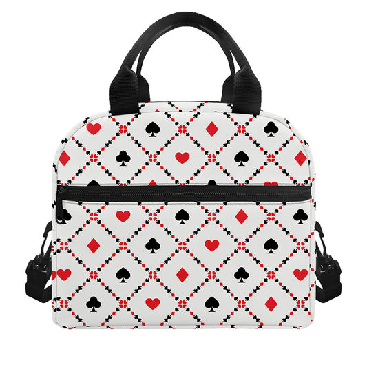 Poker Playing Card Suits Pattern Print Insulated Lunch Bag