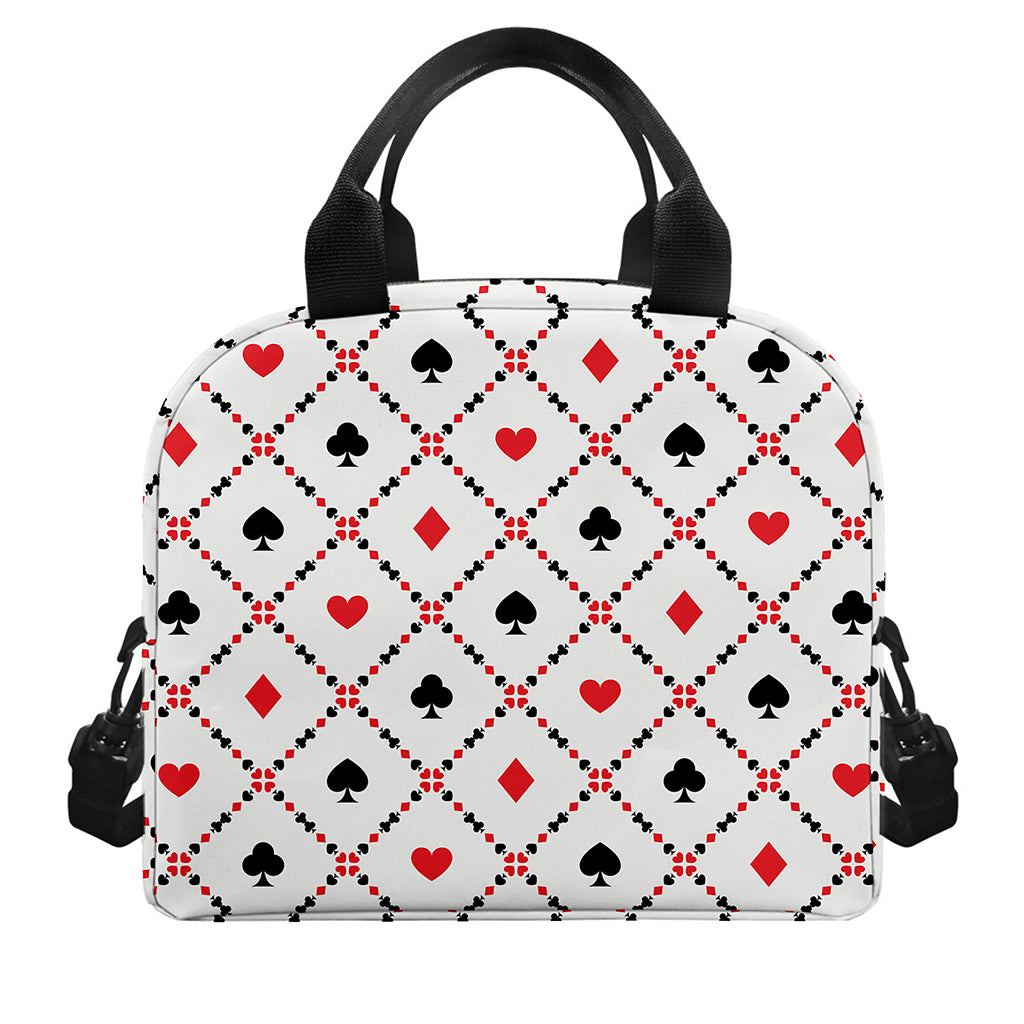 Poker Playing Card Suits Pattern Print Insulated Lunch Bag
