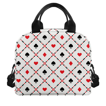 Poker Playing Card Suits Pattern Print Insulated Lunch Bag
