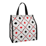 Poker Playing Card Suits Pattern Print Insulated Lunch Tote