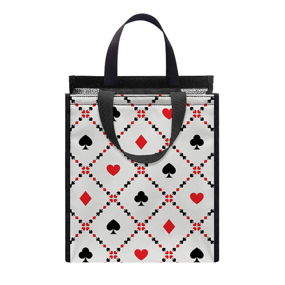 Poker Playing Card Suits Pattern Print Insulated Lunch Tote
