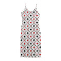 Poker Playing Card Suits Pattern Print Jersey Midi Cami Dress