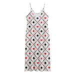 Poker Playing Card Suits Pattern Print Jersey Midi Cami Dress