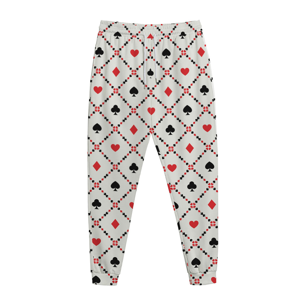 Poker Playing Card Suits Pattern Print Jogger Pants