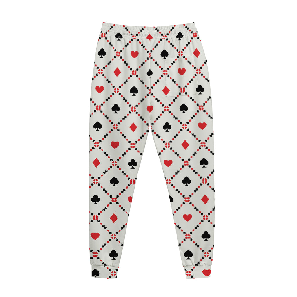 Poker Playing Card Suits Pattern Print Jogger Pants