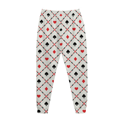 Poker Playing Card Suits Pattern Print Jogger Pants