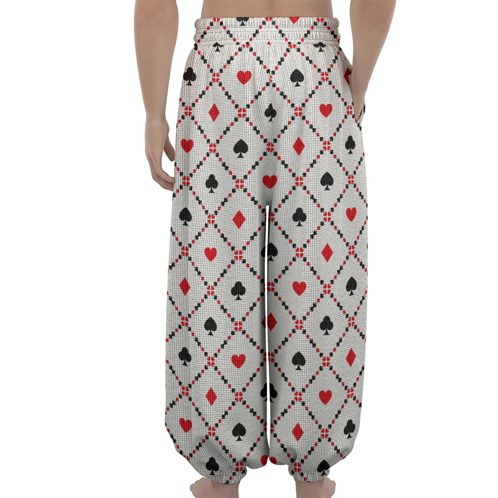 Poker Playing Card Suits Pattern Print Lantern Pants