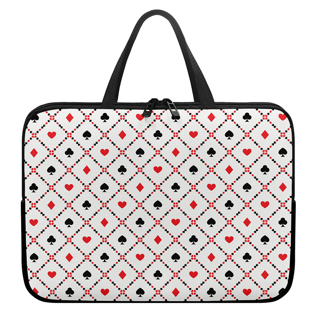 Poker Playing Card Suits Pattern Print Laptop Sleeve With Handle