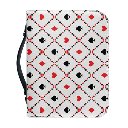 Poker Playing Card Suits Pattern Print Leather Bible Cover