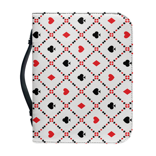 Poker Playing Card Suits Pattern Print Leather Bible Cover