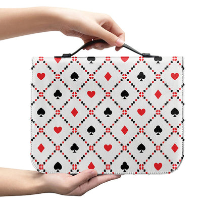 Poker Playing Card Suits Pattern Print Leather Bible Cover
