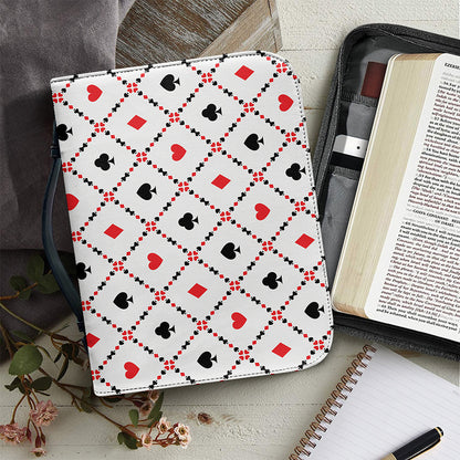 Poker Playing Card Suits Pattern Print Leather Bible Cover