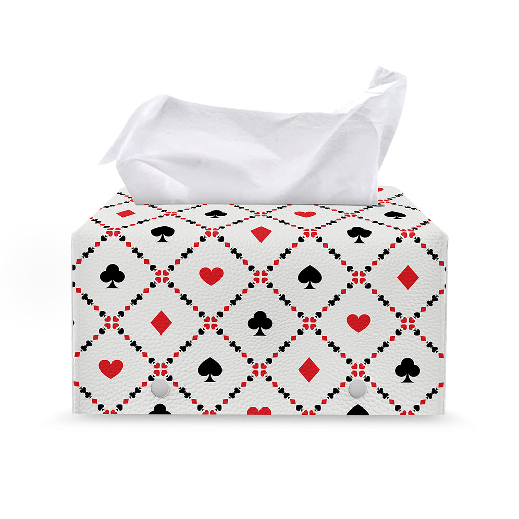 Poker Playing Card Suits Pattern Print Leather Tissue Box Cover