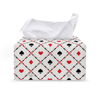 Poker Playing Card Suits Pattern Print Leather Tissue Box Cover