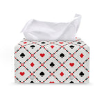 Poker Playing Card Suits Pattern Print Leather Tissue Box Cover