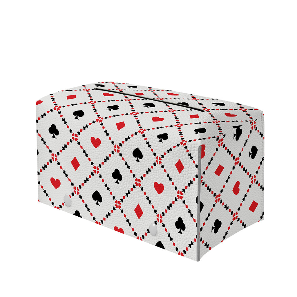 Poker Playing Card Suits Pattern Print Leather Tissue Box Cover