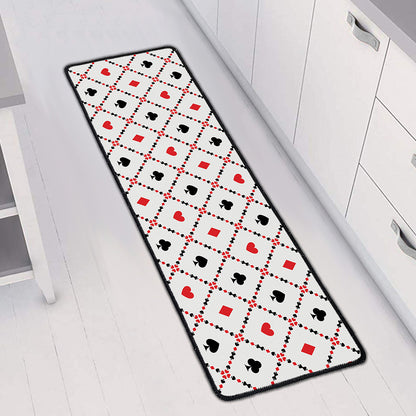 Poker Playing Card Suits Pattern Print Long Kitchen Mat