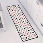 Poker Playing Card Suits Pattern Print Long Kitchen Mat