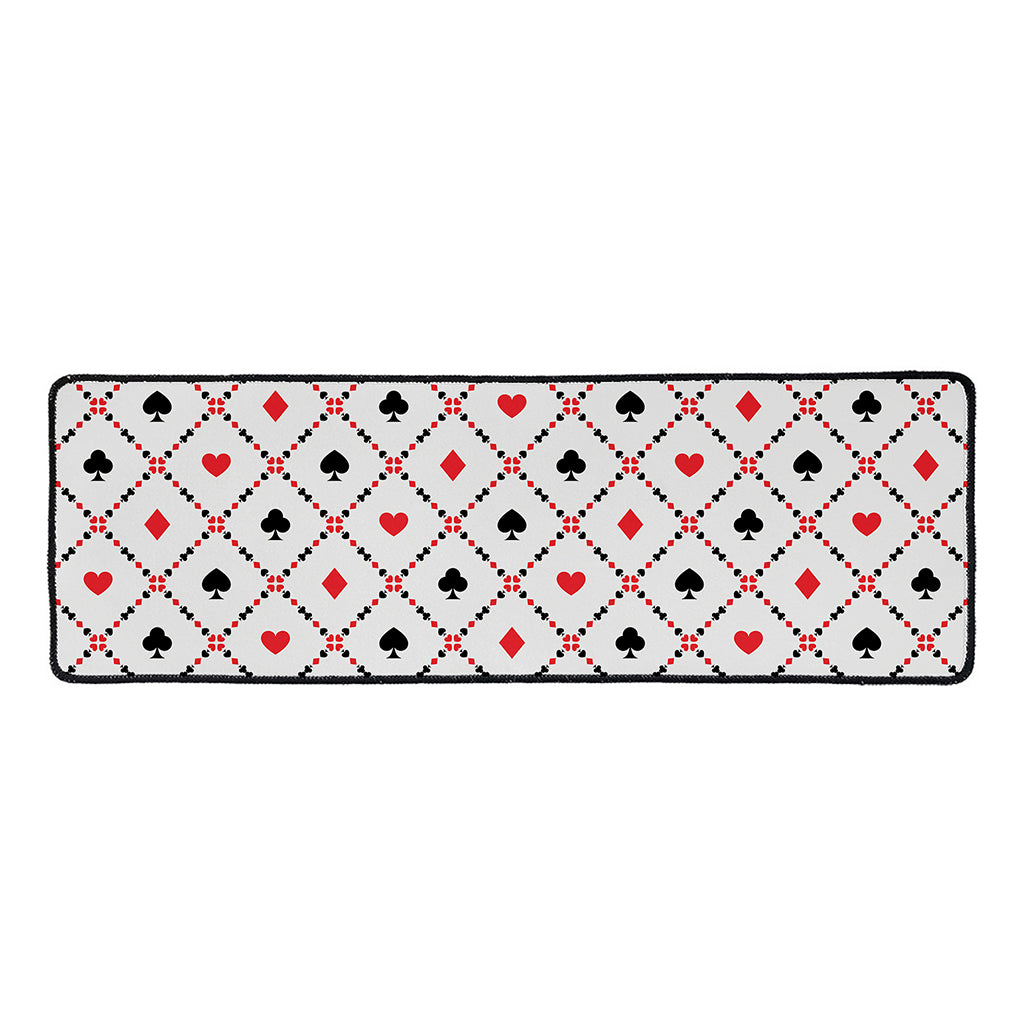 Poker Playing Card Suits Pattern Print Long Kitchen Mat