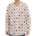 Poker Playing Card Suits Pattern Print Long Sleeve Baseball Jersey