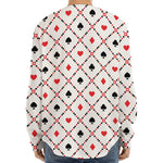 Poker Playing Card Suits Pattern Print Long Sleeve Baseball Jersey
