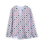 Poker Playing Card Suits Pattern Print Long Sleeve Short Coat