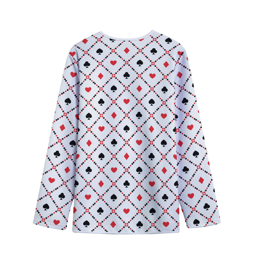 Poker Playing Card Suits Pattern Print Long Sleeve Short Coat