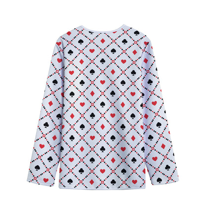 Poker Playing Card Suits Pattern Print Long Sleeve Short Coat