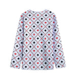 Poker Playing Card Suits Pattern Print Long Sleeve Short Coat