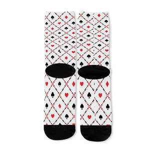 Poker Playing Card Suits Pattern Print Long Socks