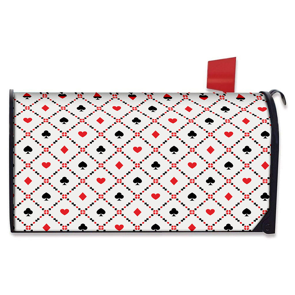 Poker Playing Card Suits Pattern Print Mailbox Cover