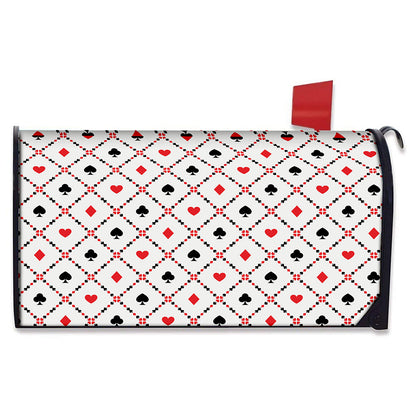 Poker Playing Card Suits Pattern Print Mailbox Cover