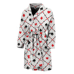 Poker Playing Card Suits Pattern Print Men's Bathrobe