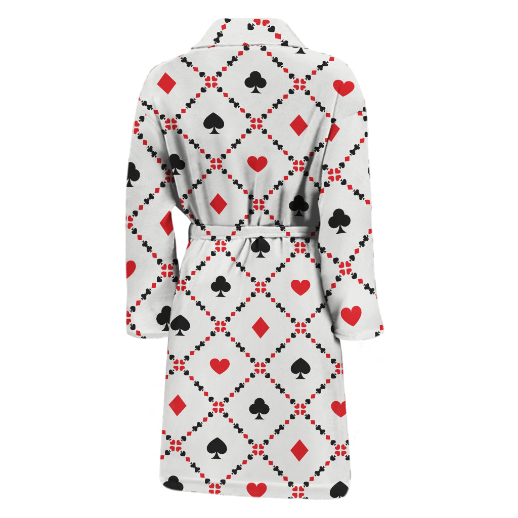 Poker Playing Card Suits Pattern Print Men's Bathrobe