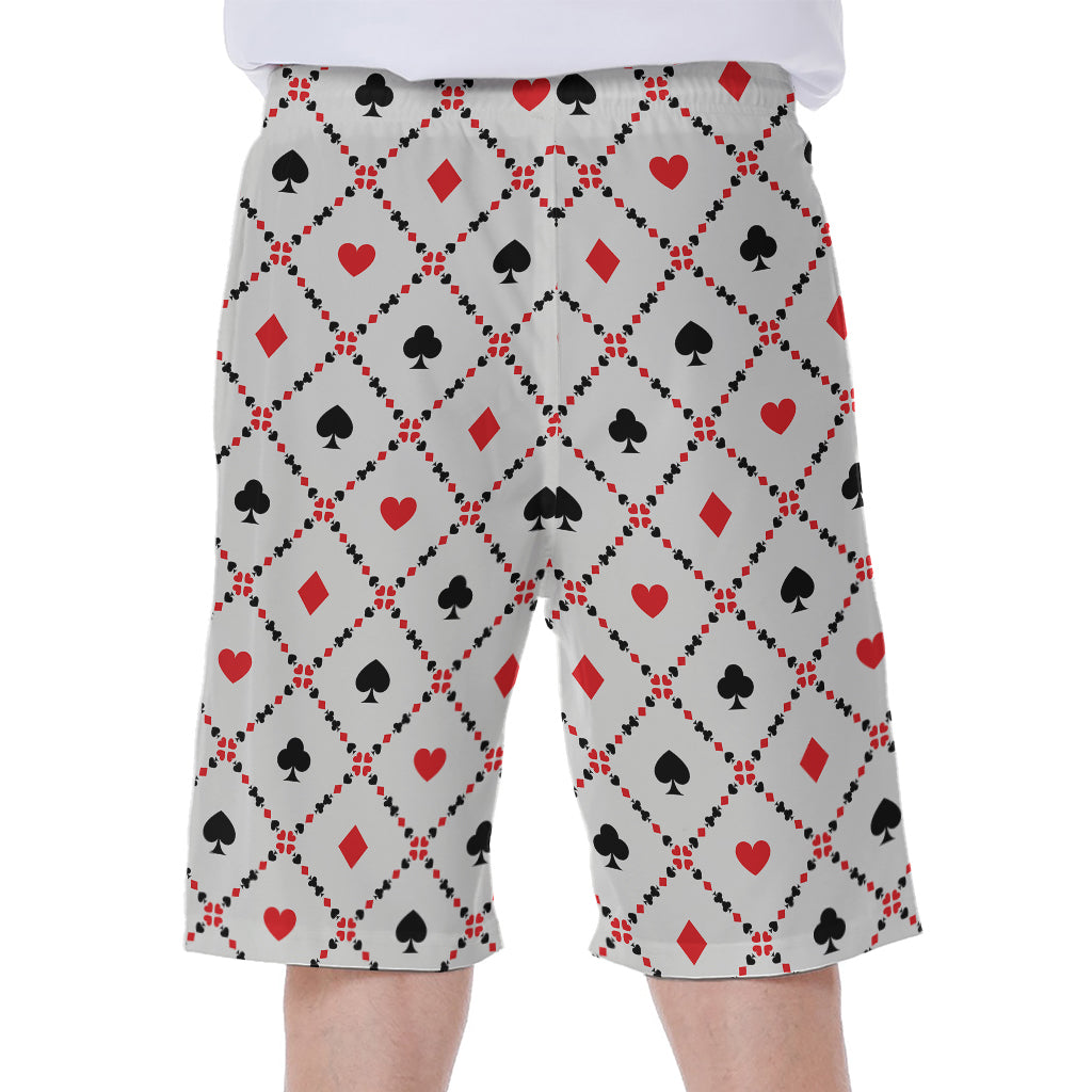 Poker Playing Card Suits Pattern Print Men's Beach Shorts