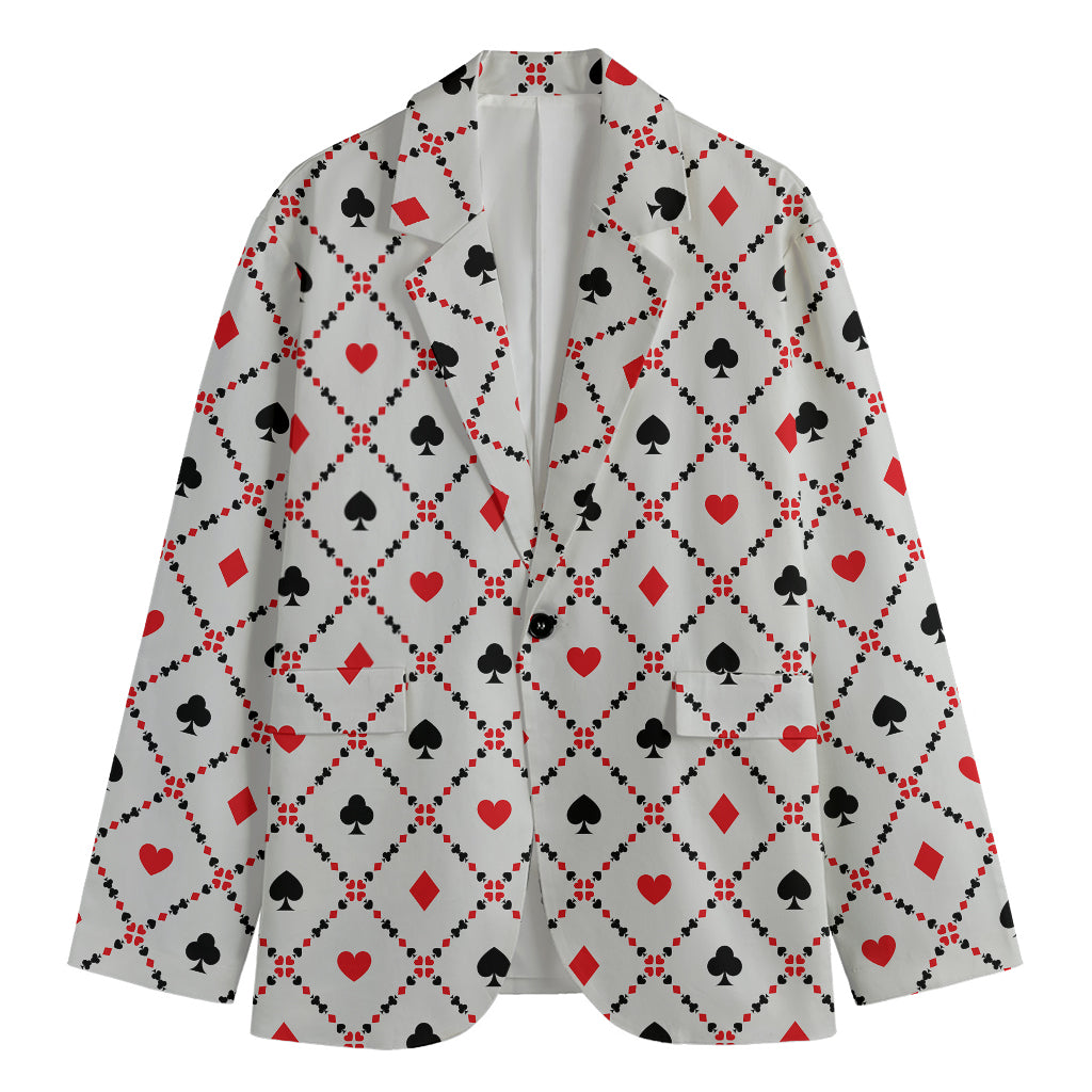 Poker Playing Card Suits Pattern Print Men's Blazer